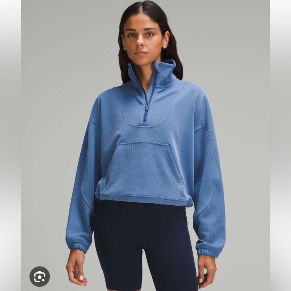 Brushed Softstreme Ribbed Half Zip in Pitch Blue